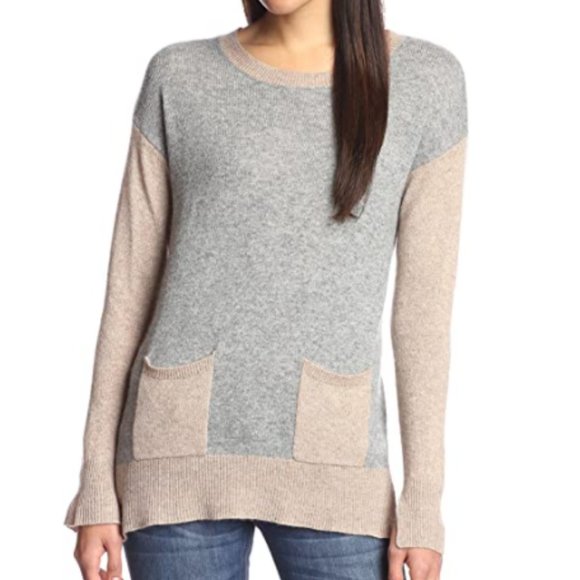 Society Sweaters - NWT Colorblock Pockets Cashmere Crewneck  Sweater